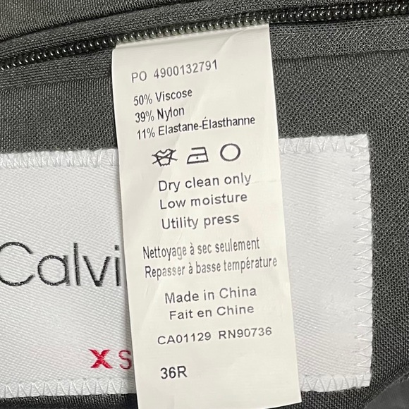 Calvin Klein Mens X Slim Fit Stretch Solid Knit Suit Jacket Dark Olive 36R New - Picture 5 of 6